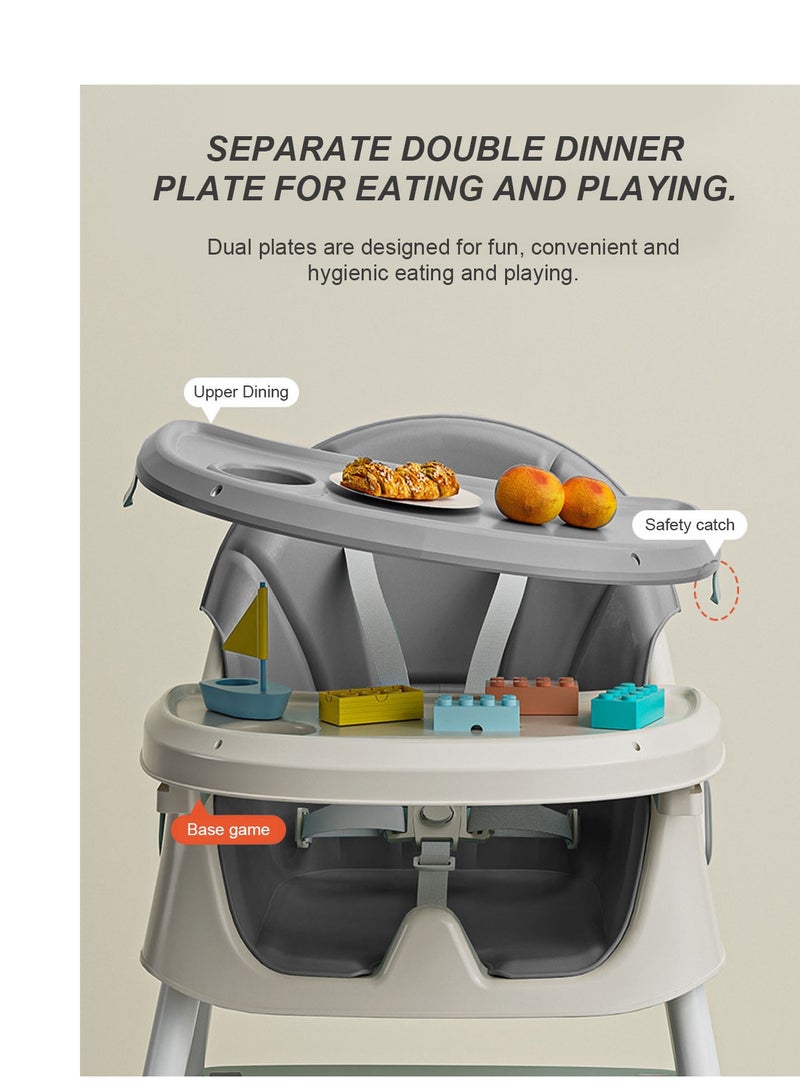 ما بيبي كرسي أطفال مرتفع متعدد الوظائف قابل للتعديل ومحمول لتناول الطعام للأطفال كرسي هزاز منزلي مع صندوق تخزين - Image 5